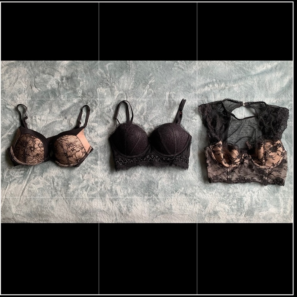 NWT Victoria Secret Black Lace Bra/Bustier bundle